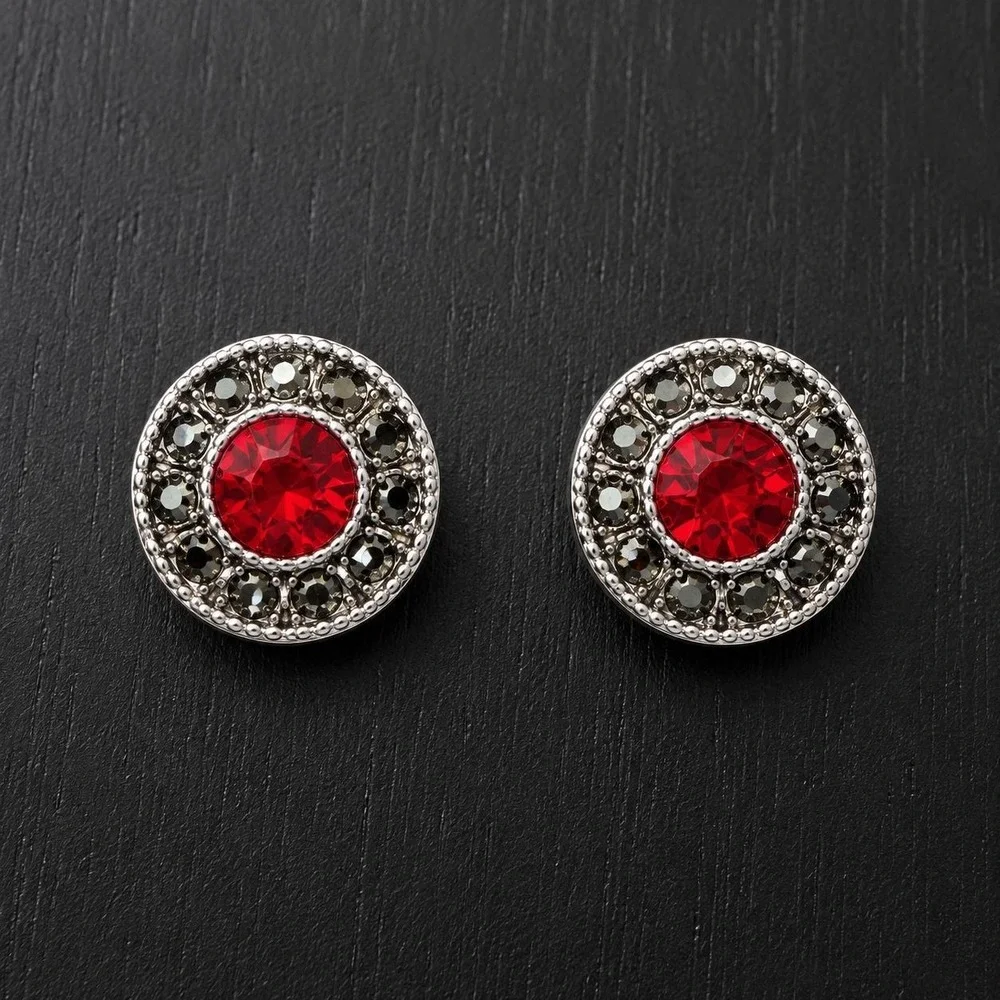 Vintage Liz Claiborne Red‎ Crystal Stud Earrings Sample One of a Kind 13mm